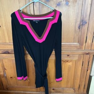 INC International Concepts Black Top with Pink and Brown Trim